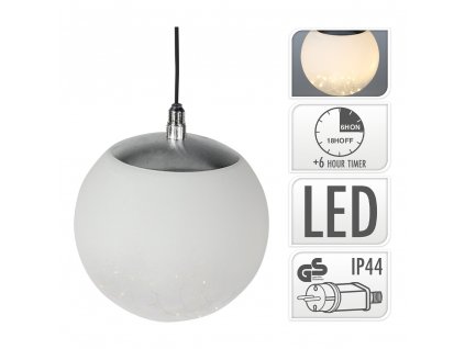 Dekoračné osvetlenie - svietiaca guľa 18 cm biela, 80 LED biela teplá s časovačom