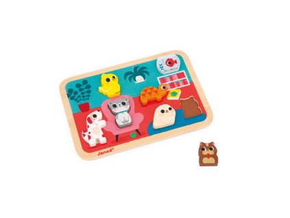 Janod Drevené vkladacie puzzle pre najmenších Domáci miláčikovia Chunky