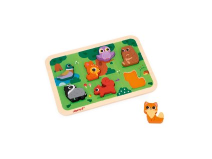 Janod Drevené vkladacie puzzle pre najmenších Lesné zvieratá Chunky