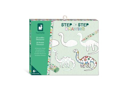 Janod Step by step Kreatívna sada Kreslenie krok za krokom Dinosaury od 6 rokov
