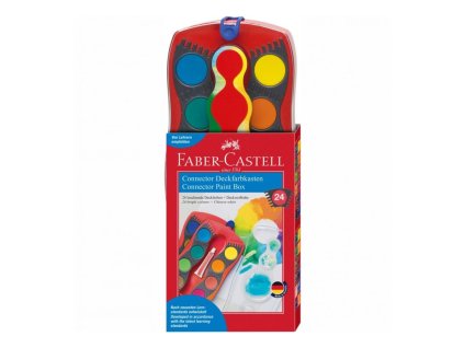 Farby vodové Faber-Castell Connector, stavebnicové 24 farieb - červené