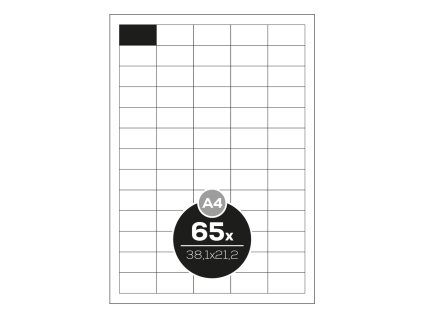 Etikety Top Stick A4/100 ks, 38,1x21,2 mm - 65 etikiet, biele