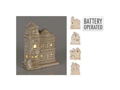 Domček biely s LED svetlom 8 cm (4 varianty)