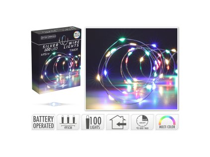 Svetelná reťaz 100 mikro LED farebné, dĺžka 495 cm