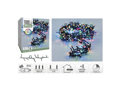 Svetelná reťaz mikro cluster 1000 LED farebná, dĺžka 20 m, vonk. použitie, 230V
