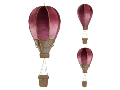 Dekorácia závesná - teplovzdušný balón v ružovo-zlatej farbe 40 cm