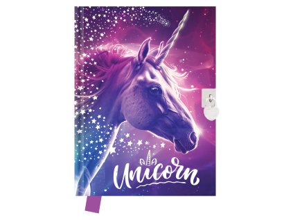 Pamätník JUNIOR 14x18 cm, 80 list. čistý so zámkom - Unicorn