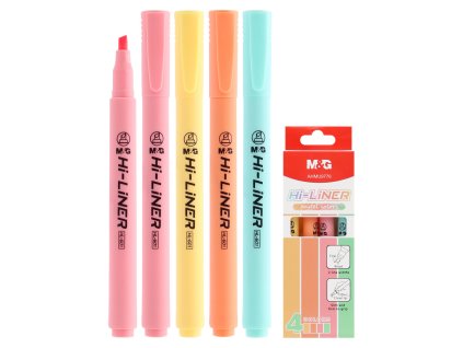 Zvýrazňovač M&G Hi-Liner Pastel - sada 4 farby