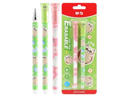 Roller gélový/gumovací M&G iErase Soft Animals - Sova (0,7 mm) modrá náplň - sada 2 ks