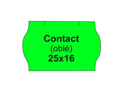 Etikety cen. CONTACT 25x16 oblé - 1125 etikiet/kotúčik, zelené