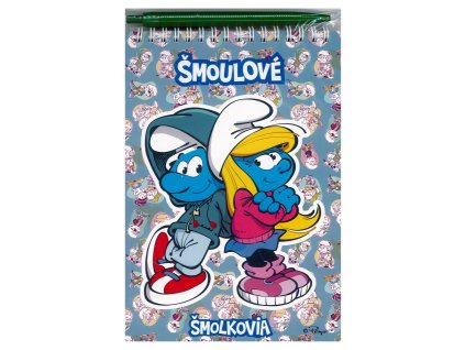 Písacia sada pre deti - blok A5 so špirálou + guličkové pero "Šmolkovia"