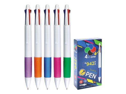Pero 4-farebné JUNIOR 942W 1,0 mm, plastové/biele