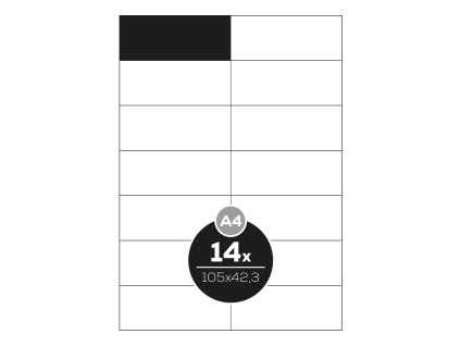 Etikety Top Stick A4/100 ks, 105x42,3 mm - 14 etikiet, biele