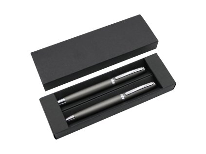 Sada kov roller + guľôčkové pero, TORICO - sivá
