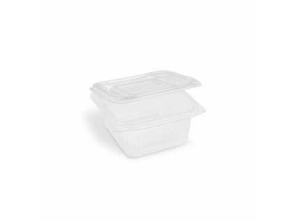 Miska (rPET) hranatá s viečkom 500 ml priehľadná [50 ks]