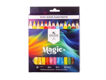 Pastelky trojhranné KOH-I-NOOR "MAGIC 3408" s viacfarebnou tuhou sada 12+1 ks