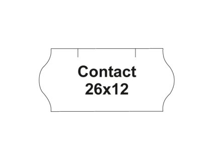 Etikety cen. CONTACT 26x12 oblé - 1500 etikiet/kotúčik, biele