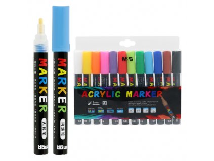 Popisovač M&G Acrylic Marker 2 mm akrylový, sada 12 ks