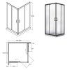 Moderný štvorcový sprchový kút 190, čierny