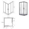 Moderný štvorcový sprchový kút 190, čierny
