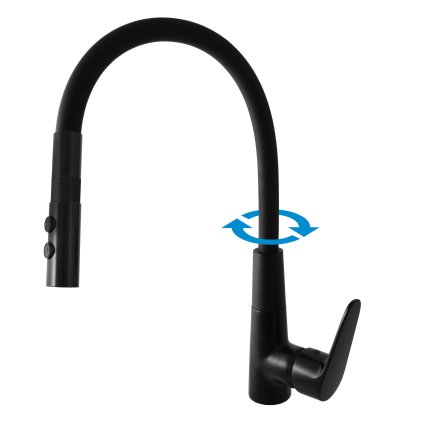 AMUR - Sink mixer with flexible arm, Black - matt AM719.5/12CMAT, RAV Slezák (Цвет Черный - матовый, Размер 1/2")
