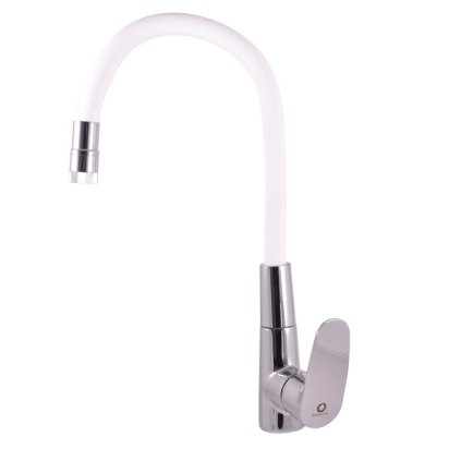 AMUR - Смеситель для мойки с гибким рычагом, хром/белый AM719.5/11B, RAV Slezák (Цвет хром/белый, Размер 1/2")