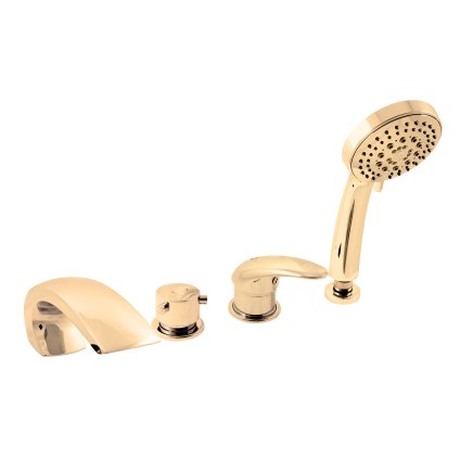 ДУНАЙ - Смеситель для ванны на 4 отверстия, водопад, золотистый блестящий D472.5PZ, RAV Slezák (Цвет ЗОЛОТО - блестящее, Размер 1/2")