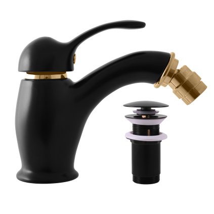 LABE - Bidet faucet with outlet, Black matt/Gold L045.5KCMATZ, RAV Slezák (Цвет Матовый черный/золотой, Размер 1/2")
