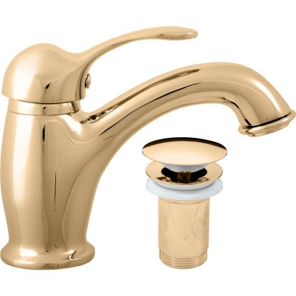 LABE - Basin mixer with drain, Gold - shiny L027.5KZ, RAV Slezák (Цвет ЗОЛОТО - блестящее, Размер 1/2")