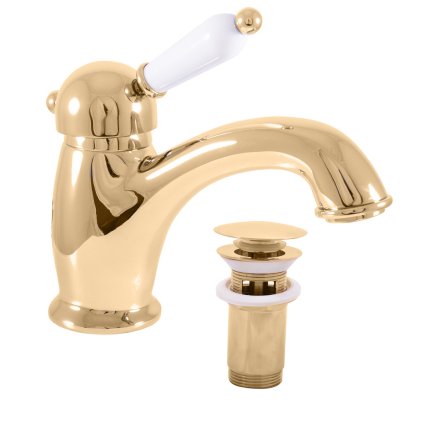LABE - Basin mixer with drain, Gold - shiny L527.5KZ, RAV Slezák (Цвет ЗОЛОТО - блестящее, Размер 1/2")