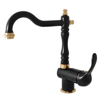 LABE - Basin/sink faucet without drain, Black matt/Gold L008.5/8CMATZ, RAV Slezák (Цвет Матовый черный/золотой, Размер 1/2")