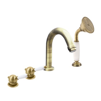 LABE - Смеситель для ванны 4 отверстия, Старая латунь (Бронза) L562.5PSM, RAV Slezák (Цвет Старая латунь (бронза), Размер 1/2")