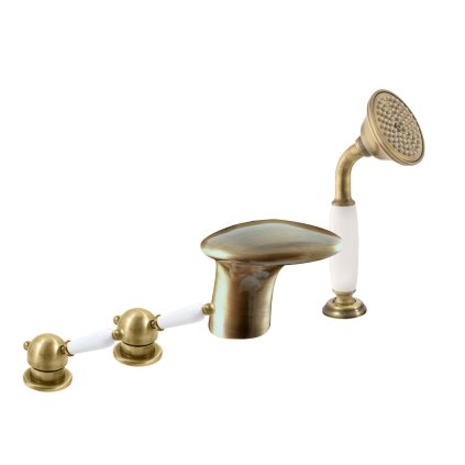 LABE - Смеситель для ванны 4 отверстия, Старая латунь (Бронза) L571.5PSM, RAV Slezák (Цвет Старая латунь (бронза), Размер 1/2")