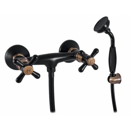 MORAVA RETRO - Shower set with faucet, Black matt/Old brass (Bronze) MK180.5/1CMATSM, RAV Slezák (Цвет Матовый черный/Старая латунь (бронза), Размер 150 мм)