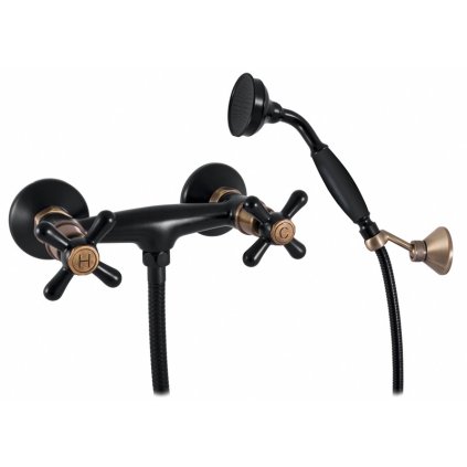 MORAVA RETRO - Shower set with faucet, Black matt/Old brass (Bronze) MK180.5/2CMATSM, RAV Slezák (Цвет Матовый черный/Старая латунь (бронза), Размер 150 мм)