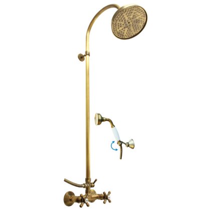 MORAVA RETRO - Shower system with faucet, Old brass (Bronze) MK181.5/3SM, RAV Slezák (Цвет Старая латунь (бронза), Размер 150 мм)