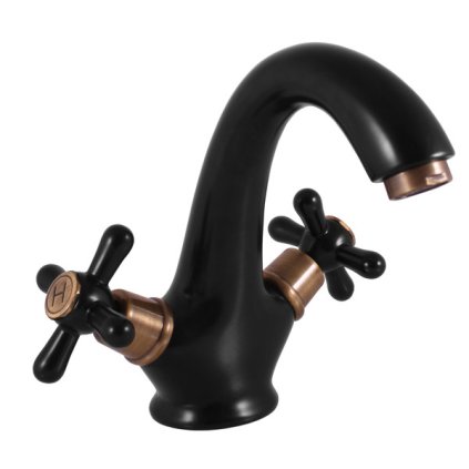 MORAVA RETRO - Basin mixer without drain, Black matt/Old brass (Bronze) MK128.5CMATSM, RAV Slezák (Цвет Матовый черный/Старая латунь (бронза), Размер 1/2")