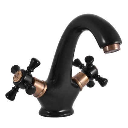 MORAVA RETRO - Basin mixer without drain, Black matt/Old brass (Bronze) MK328.5CMATSM, RAV Slezák (Цвет Матовый черный/Старая латунь (бронза), Размер 1/2")