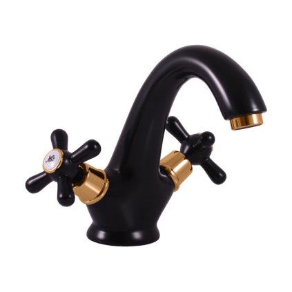 MORAVA RETRO - Basin mixer without drain, Black matt/Gold MK128.5CMATZ, RAV Slezák (Цвет Матовый черный/золотой, Размер 1/2")