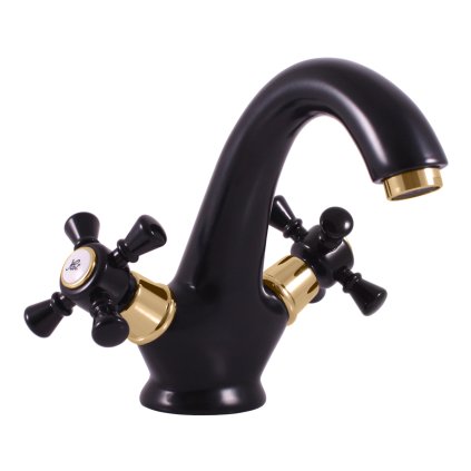 MORAVA RETRO - Basin mixer without drain, Black matt/Gold MK328.5CMATZ, RAV Slezák (Цвет Матовый черный/золотой, Размер 1/2")