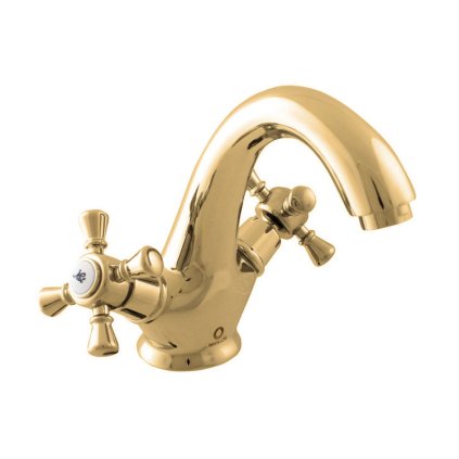 MORAVA RETRO - Смеситель для раковины без слива, Shiny gold MK328.5Z, RAV Slezák (Цвет ЗОЛОТО - блестящее, Размер 1/2")