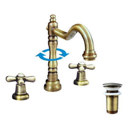 MORAVA RETRO - Basin mixer with drain, Old brass (Bronze) MK132.5SM, RAV Slezák (Цвет Старая латунь (бронза), Размер 1/2")