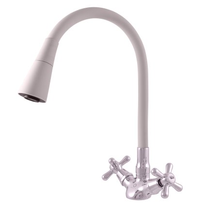MORAVA RETRO - Смеситель для раковины с гибким рычагом, без слива, Chrome/Grey MK120.5/13S, RAV Slezák (Цвет хром/серый, Размер 1/2")
