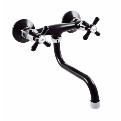 MORAVA RETRO - Смеситель для раковины, Черный матовый/Хром MK101.5/21CMATC, RAV Slezák (Цвет матовый черный/хром, Размер 150 мм)