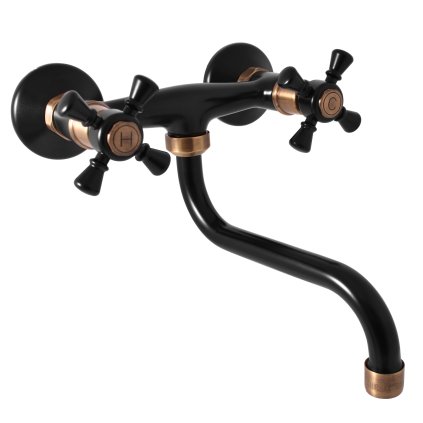 MORAVA RETRO - Смеситель для раковины/раковины, Черный матовый/Состаренная латунь (Бронза) MK301.5/21CMATSM, RAV Slezák (Цвет Матовый черный/Старая латунь (бронза), Размер 150 мм)