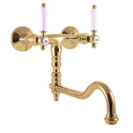 MORAVA RETRO - Смеситель для умывальника/раковины, Shiny gold MK501.5/29Z, RAV Slezák (Цвет ЗОЛОТО - блестящее, Размер 150 мм)