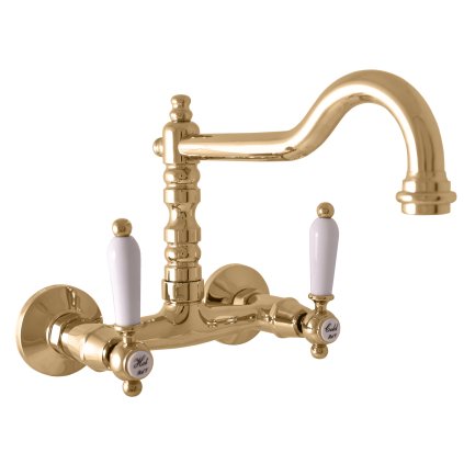 MORAVA RETRO - Смеситель для раковины, Shiny gold MK502.5/28Z, RAV Slezák (Цвет ЗОЛОТО - блестящее, Размер 150 мм)