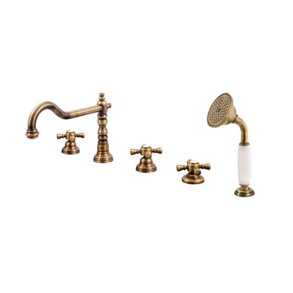 МОРАВА РЕТРО - Смеситель для ванны 5 отверстий, Старая латунь (Бронза) MK364.5PSM, RAV Slezák (Цвет Старая латунь (бронза), Размер 1/2")