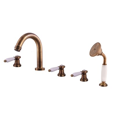 МОРАВА РЕТРО - Смеситель для ванны 5 отверстий, Старая латунь (Бронза) MK562.5PSM, RAV Slezák (Цвет Старая латунь (бронза), Размер 1/2")