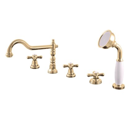 MORAVA RETRO - Смеситель для ванны 5 отверстий, Золотой блестящий MK164.5PZ, RAV Slezák (Цвет ЗОЛОТО - блестящее, Размер 1/2")